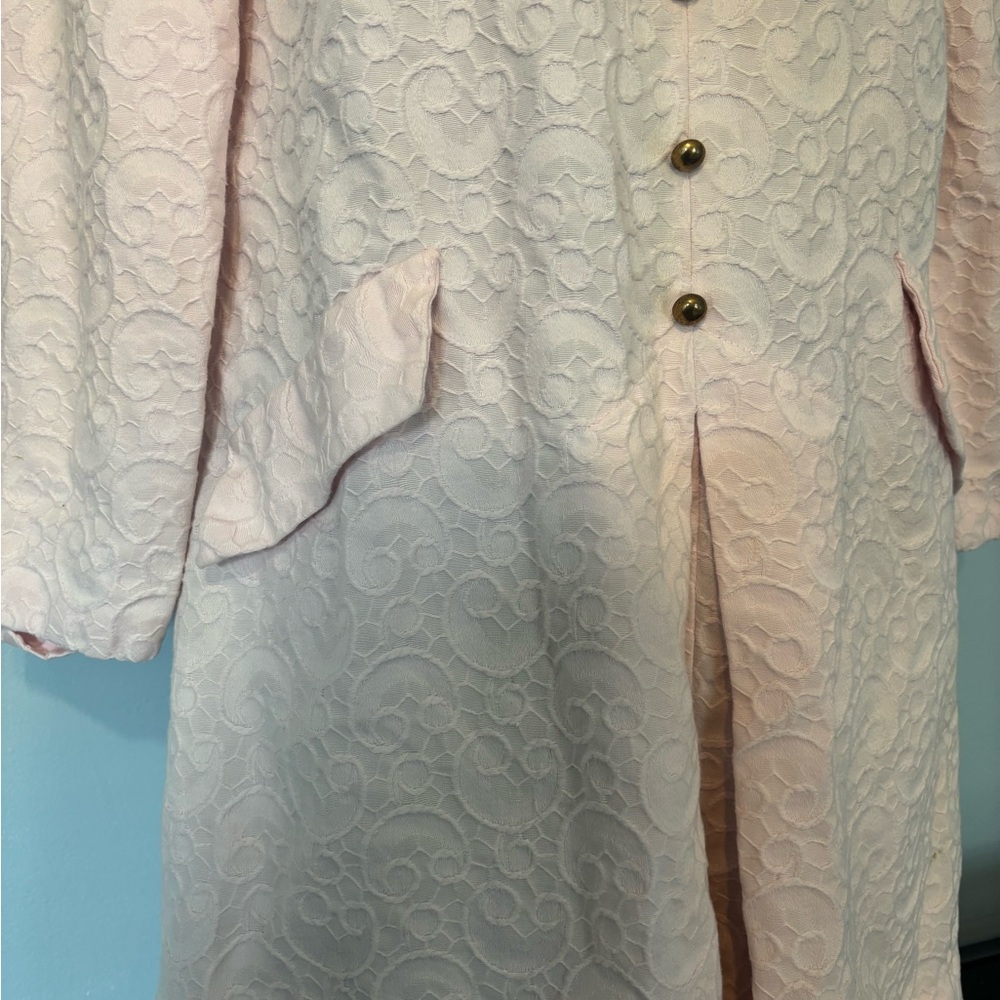 Vintage Light Pink Cotton 1960’s Nehru Mini Dress, Sz S - Picture 4 of 6